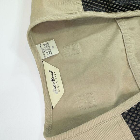 Vintage Eddie Bauer Fishing Vest Mens Medium Pockets Mesh Tan Khaki Utility - Picture 8 of 9